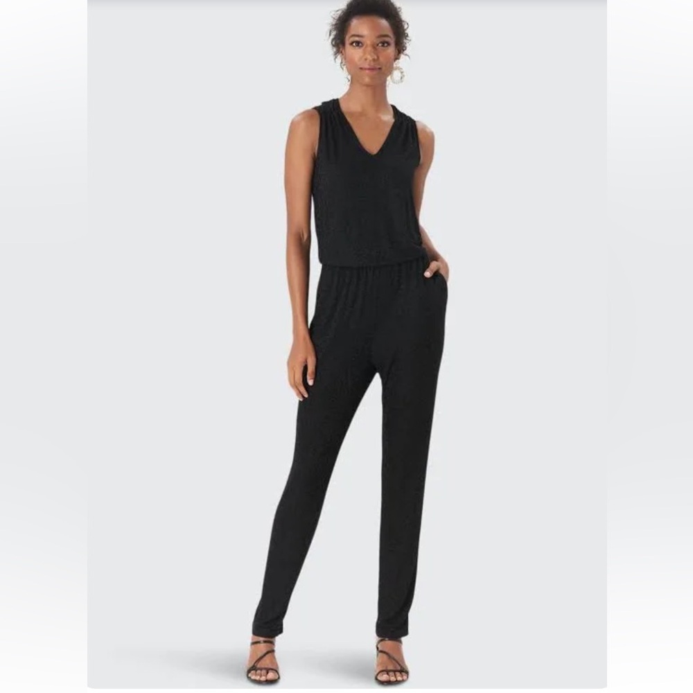 Leota Women's Black Kennedy Sleeveless Keyhole V-Neck Jumpsuit NWOT